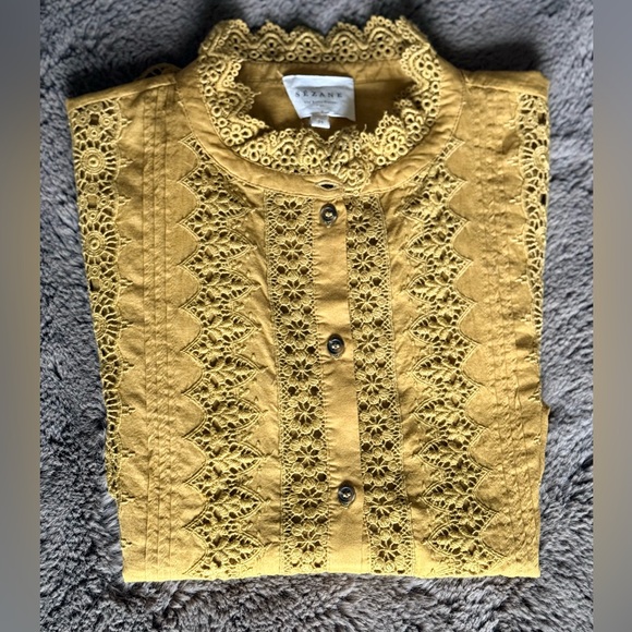 EUC - Sezane Rym blouse in Gold - size 4 or EU 36 - Picture 7 of 13